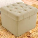 Ver imagem 1 de Puff Baú Malli 40x50x50 Suede Marfim - D A Decor