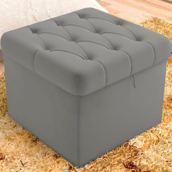 Puff Baú Malli 40x50x50 Suede Cinza - D A Decor