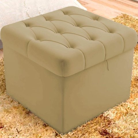 Puff Baú Malli 40x50x50 Suede Cappucino - D A Decor