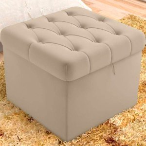 Puff Baú Malli 40x50x50 Suede Bege - D A Decor
