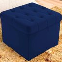 Ver imagem 1 de Puff Baú Malli 40x50x50 Suede Azul Marinho - D A Decor