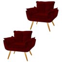 Ver imagem 1 de Kit 02 Poltrona Decorativa Opala Suede Bordô