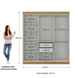 Guarda-Roupa Casal 6 Portas 2 Gavetas Paris - 3