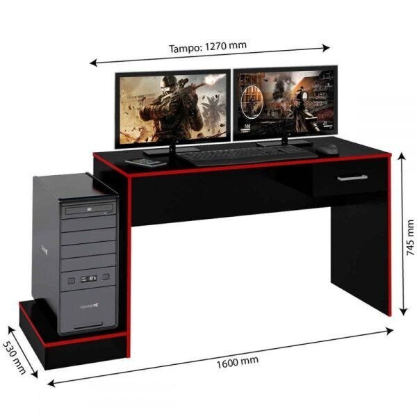 Mesa para Computador Gamer Tech para 2 Monitores 3 Prateleiras Preto -  Panorama Móveis