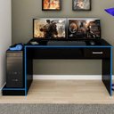 Ver imagem 2 de Mesa Gamer Stone Ideal para 2 Monitores Preto/azul - Pnr Móveis