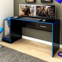 Ver imagem 1 de Mesa Gamer Stone Ideal para 2 Monitores Preto/azul - Pnr Móveis