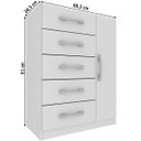 Ver imagem 4 de Cômoda 5 Gavetas 1 Porta Corais Branco - Pnr Móveis