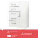 Ver imagem 2 de Cômoda 5 Gavetas 1 Porta Corais Branco - Pnr Móveis