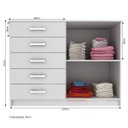 Ver imagem 3 de Cômoda 2 Portas 5 Gavetas Noruega 29100 Branco - Pnr Móveis