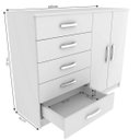 Ver imagem 4 de Cômoda 2 Portas 5 Gavetas Noruega 29100 Branco - Pnr Móveis