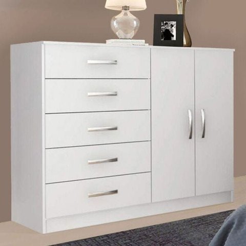 Cômoda 2 Portas 5 Gavetas Noruega 29100 Branco - Pnr Móveis