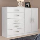 Ver imagem 1 de Cômoda 2 Portas 5 Gavetas Noruega 29100 Branco - Pnr Móveis
