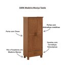 Ver imagem 4 de Guarda Roupa Solteiro 1140c Bronze Madeira Maciça 2 Portas e 1 Gaveta Castanho Finestra