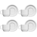 Ver imagem 1 de Jogo 4 Xícaras de Chá com Pires de Porcelana 215ml Classe Única Iguaçu Germer Branco
