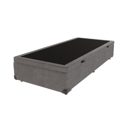 Base Box com Baú Solteiro Bege de Madeira 88cm Kazamix Cinza