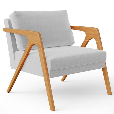 Poltrona Decorativa para Pietra com Estrutura de Madeira L02 Linho Cinza - Lyam Decor