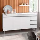 Ver imagem 3 de Balcão de Pia 3 Portas Andréia 160 Cm Branco sem Tampo Ajl Móveis