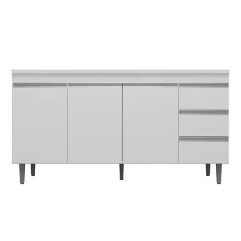 Balcão de Pia 3 Portas Andréia 160 Cm Branco sem Tampo Ajl Móveis