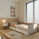 Ver imagem 1 de Cama Infantil Montessoriana Solteiro Mark em MDF Branco/Louro Freijó Grann