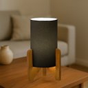 Ver imagem 1 de Abajur Decorativo de Mesa Vitória em Tecido e Pés Madeira:preto