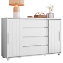Ver imagem 1 de Cômoda Evidenza 4 Gavetas MDF-MDP Puxador MDF Branco Fosco
