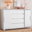 Ver imagem 3 de Cômoda Evidenza 4 Gavetas MDF-MDP Puxador MDF Branco Fosco