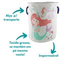 Ver imagem 2 de Cesto Organizador De Brinquedos Roupas Lavanderia Multiuso Em Tecido Cesta Dobrável 40x50cm Sereia