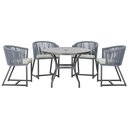 Ver imagem 1 de Mesa com 4 Cadeiras de Jantar Roma 100cm e Noronha em Aluminío Preto Corda Nautica Estofado 3 Trama