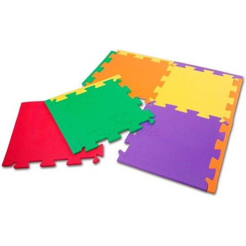 KIT com 12 Tapetes / Tatame Em Eva 50 x 50 x 1 cm - Laranja