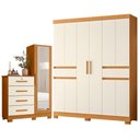 Ver imagem 1 de Guarda Roupa Casal Olimpia 10 Portas e Cômoda Belize Plus Cinamomo Off White - Móveis Albatroz