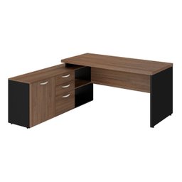 Mesa para Escritório em L Diretor Tampo com 40mm Atacadão Móveis Ameixa com Preto - 3