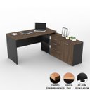 Ver imagem 7 de Mesa para Escritório em L Diretor Tampo com 40mm Atacadão Móveis Ameixa com Preto