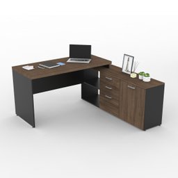 Mesa para Escritório em L Diretor Tampo com 40mm Atacadão Móveis Ameixa com Preto - 4