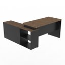 Ver imagem 6 de Mesa para Escritório em L Diretor Tampo com 40mm Atacadão Móveis Ameixa com Preto