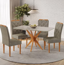 Ver imagem 1 de Mesa Simpatia 1,20 4 Cadeiras Diamante Linho Jcm Cinamomo/off