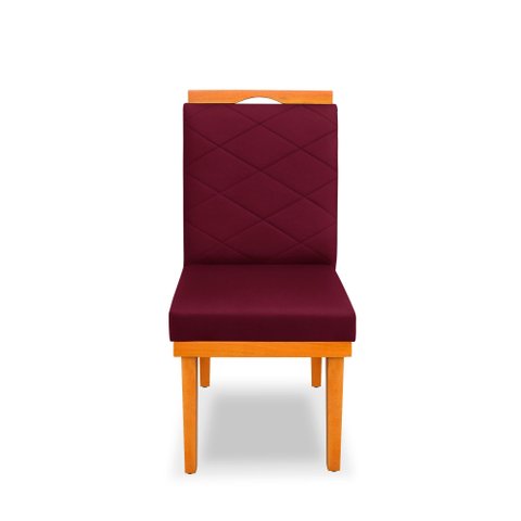 Cadeira Ana Matelassê Tecido Suede com Base Fixa de Madeira Maciça e Puxador Castanho:bordo