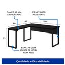 Ver imagem 4 de Mesa em L Pé Quadro (Mesa 1,50m + Mesa Auxiliar) - s/ Gavetas - Preto / Preto - 26010