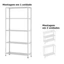 Ver imagem 3 de Kit 2 Estante de Ferro 2 Estante Aço 5 Prateleiras Branca