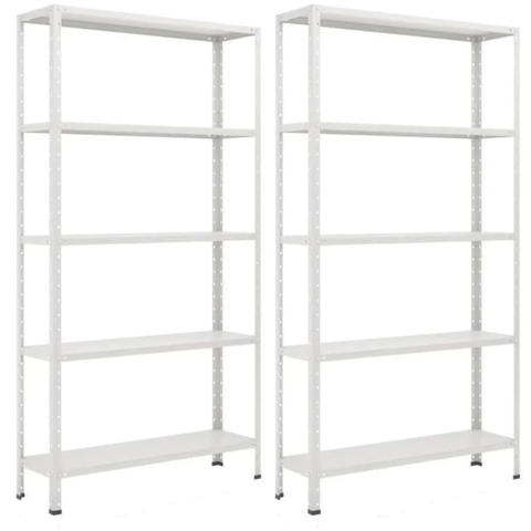 Kit 2 Estante de Ferro 2 Estante Aço 5 Prateleiras Branca