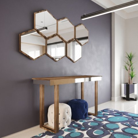Conjunto de Espelhos Decorativo de Parede Hexa