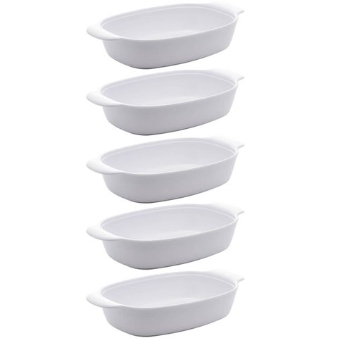 Kit 5 Travessas para Servir de Melamina Branca 23cm com Alças para Restaurantes Casa Milão Lyor