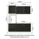 Ver imagem 4 de Armário de Cozinha Compacta 180cm Branco/Preto Lux Madesa 01