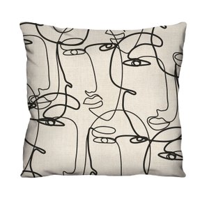 Capa de Almofada Decorativa Cru Faces para Sofá 100% Algodão - 45x45cm