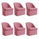 Ver imagem 1 de Kit 6 Poltronas Decorativas Malli Suede Rosa Pallazio