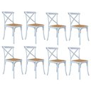 Ver imagem 1 de Kit 8 Cadeiras Jantar Cross Katrina X Branca Assento Bege Aço Branco