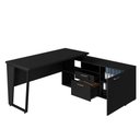Ver imagem 4 de Mesa L Escritório 150cm com Armário Lateral Pé Metal F5 Cor:preto