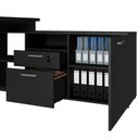 Ver imagem 7 de Mesa L Escritório 150cm com Armário Lateral Pé Metal F5 Cor:preto