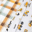 Ver imagem 5 de Kit Cobre Leito Colcha Solteiro Infantil Lutti Dupla Face 200 Fios 2 Peças Trator Caminhão Branco