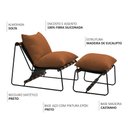 Ver imagem 3 de Kit Poltrona com Puff Turim Base Aço Preto Recouro Black Poliéster Terracota - Nexta Casa
