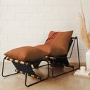 Ver imagem 2 de Kit Poltrona com Puff Turim Base Aço Preto Recouro Black Poliéster Terracota - Nexta Casa